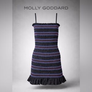 MOLLY GODDARD SHIRRED MINI DRESS
IN BLACK size 2
